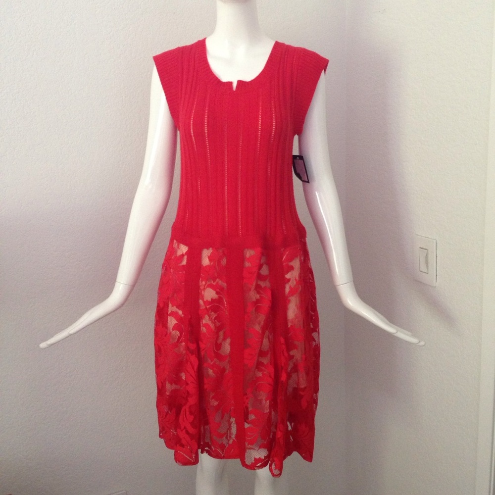 Nanette Lepore lace insert sweater dress